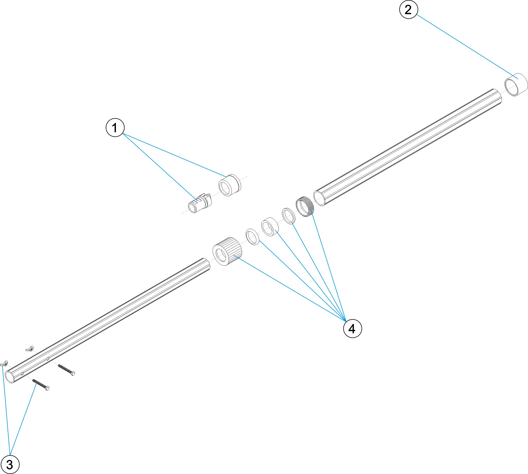 MANGO AL. TELESC. REFORZADO CONEX. PALOMILLAS 